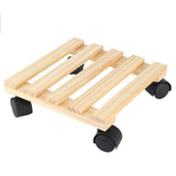 Wooden Flower Plant Pot Base Roller Moving Tray Rack Holder with Wheels for Garden Supplies V1294-YM0901-3111200163411