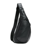 Black Men's Leather Sling Backpack - Casual Crossbody Chest Bag V888-ELOSUNG12655