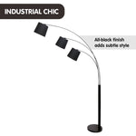 Sarantino 3-Light Arc Floor Lamp Adjustable Black 3 Shades LMP-MLM-738