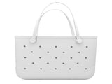 Waterproof Hexagon Mesh Beach Bag Large Capacity Travel Storage Tote for Swimwear Towel Sunglasses V1258-BAG-HS04-L-WHT