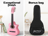 Alpha 34 Inch Classical Guitar Wooden Body Nylon String Beginner Kids Gift Pink GUITAR-D-34-PK