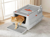 Pawz Stainless Steel Cats Litter Box Hooded High Enclosed Large Kitty Toilet PT1402-GY-AU