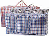 12x Large Stripe Bag Packing Storage Strip Zip Shopping Travel Check House Moving 90cm x 78cm x 25cm V563-H0-207-12PCS