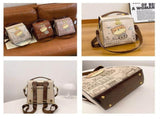 Kawaii Backpack, Vintage College Style, Cat Castle Print, Large Capacity, Adjustable Strappink) V1232-YHSJB-PU-001