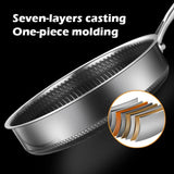 Stainless Steel Frying Pan Non-Stick Cooking Frypan Cookware 32cm Honeycomb Double Sided V255-304-32CM-PAN-LID-2SIDE