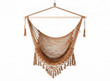 Gardeon Hammock Chair Camping Hanging Chair with Spreader Bar Tassels Brown HM-CHAIR-MESH-BR