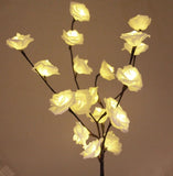 1 Set of 50cm H 20 LED White Rose Tree Branch Stem Fairy Light Wedding Event Party Function Table V382-WHROSESTEMBATT