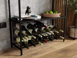 CARLA HOME Large Wine Rack for 20 Bottles with Wood Countertop and Sturdy Metal Frame V178-36135