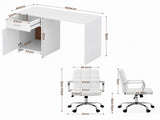 Artiss Office Desk and Chair Set 100cm Computer Desk PU Leather Office Chair FURNI-DESK100-5901-WH