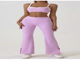 Pink Flared Leggings & Sports Bra Set - Breathable & Stretchy Activewear for Yoga, Running & Gym V888-ELOSUNG20094