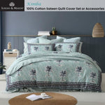 Logan and Mason 250TC Kimba Teal Cotton Sateen Quilt Cover Set Super King V442-LED-QUILTCS-KIMBA-TEAL-SK