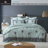 Logan and Mason 250TC Kimba Teal Cotton Sateen Quilt Cover Set Queen V442-LED-QUILTCS-KIMBA-TEAL-QS