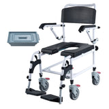VEVOR Shower Commode Wheelchair with 4 Lockable Wheels, Footrests, Flip-up Arms, 3-Level Adjustable V952-YLBKSLLJSJTBTD6C8V0