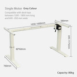 Standing Desk Height Adjustable Sit Stand Motorised Single Motor Frame Grey Only V255-FRAME-SMG