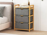 Bamboo Shelf with Storage Hamper Wooden Organiser with 3 Laundry Bags V63-838251