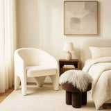 Interior Ave - Nova Sculptural Accent Chair White Chenille V355-IA-AC-NW