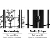 Artiss 4 Panel Room Divider Screen 174x179cm Bamboo Black White RD-5019-4P-BK
