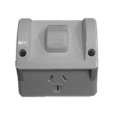 GSME GPO Switched Outlet Weatherproof Surface Mount Standard 1 Gang 15A 250V IP54 Grey HPPP151G V1202-V1-GSMHPPP151G