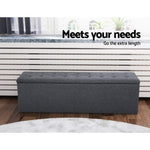 Artiss Storage Ottoman Blanket Box 140cm Linen Dark Grey OTM-L140-DA-GY-AB