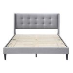 Delilah Double Bed Tufted Button Headboard Fabric Upholstered - Light Grey V315-VOB-DELI-01