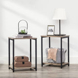 VASAGLE End Tables Set of 2 with Storage Shelf Steel Frame Greige and Black V227-9101402109730