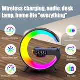 Black Smart G Lamp Night Light Bluetooth Speaker Wireless Charger LED RGB Alarm Clock V201-W12854967