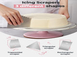 Premium Aluminum Alloy Cake Turntable Set with 3 Icing Scrapers, Offset & Silicone Spatulas, V1107-CS-LHJZTDG