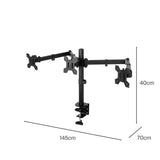 Levede Triple Monitor Arm Stand 10-27" Screens Desk Mount Adjustable Arms Black TV1020-AU