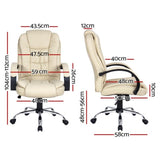 Artiss Executive Office Chair Leather Tilt Beige OCHAIR-G-9127-BG