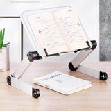 Foldable Aluminum Alloy Book Stand with 360-Degree Rotation, Height and Angle Adjustment, White V1188-MS-731-088