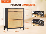 Rattan Shoe Cabinet, Narrow Shoe Storage Organizer with 2 Flip Rattan Drawers & 1 Slide Drawer, V952-FCTBXJ2C1XC2W8YCYV0