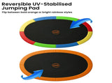 Kahuna 10 ft x 15 ft Oval Outdoor Trampoline w/ Basketball Set Reversible Rainbow & Orange Safe TRA-ZOV-1015-RBOR-BB