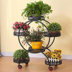 4 Layer 6 Pots Flower Holder Plant Stand Shelf 4-Wheel Free Moving Rack V63-840601