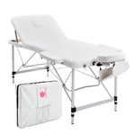 Aluminium Portable Beauty Massage Table Bed 3 Fold 70cm White V274-MT-ALU70-WH