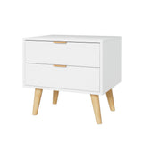 Artiss Bedside Table 2 Drawers - White FURNI-Q-BS-03-WH
