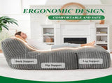 Ergonomic Bean Bag Chaise Lounger with Vertical Plush Fabric and High-Density Foam for Living Room V1341-ZY-EZHP94CL-GREY