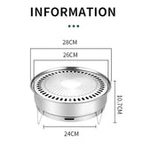 1 Piece Portable Korean BBQ Grill, Stainless Steel Round Grill with Maifan Stone Plate for Camping V1189-LC-HW-00329