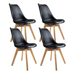 Artiss Dining Chairs Set of 4 Leather Plastic DSW Replica Wooden Black BA-BB-DSW-PU-BKX4