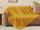 Updated Grey Throw Blanket for Couch and Bed- Super Soft and Warm 3D Checkered Fluffy Fuzzy Fleece V1107-114-55049-YEL3