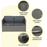 Gardeon 4-Piece Outdoor Sofa Set Wicker Couch Lounge Setting Grey ODF-SOFA-4PCS-HJ-GE-AB