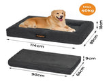 Pawz XXL Size Orthopedic Dog Bed with Corduroy Removable Cover Waterproof Washable Grey PT1276-XXL-GY