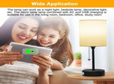Fabric Bedside Table Lamp Bedroom Nightstand Lamp with LED Bulb 3 Color Temperatures Desk Light USB V1294-YM0901-L6887