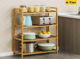 Bamboo 4 Tier Shelving Unit Kitchen Bedroom Bookshelf V178-66771