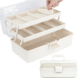 3 Layer Multipurpose Storage Box with 2 Trays, Plastic Craft Organizer with Compartments for V1237-ZY00B0DHZLX82R