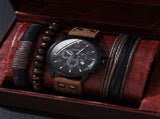 Men'S Bracelet Watch Set Single Calendar Watch Fake Three Eye Watch Canvas - Black - Size 14 V1347-DSZ-001-001-BLK-14