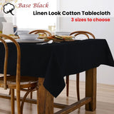 Ladelle Base Black Linen Look 100% Cotton Tablecloth 150 x 225 cm V442-LDE-TABLEC-BASE225CM-BLACK-RE