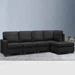 Artiss Modular Sofa Chaise Set 5-seater Dark Grey SBED-C-EP05-DA-GY-ABCDE