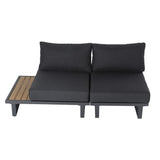 Modern Outdoor 7 Piece Lounge Set with Slatted Polywood Design Tables V264-OTF-535A-BLK-7PC