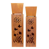 Set 2 Nested Square Pilla Rust 'Sunsihine' Planters 93cm, 86cm V637-48101PLN