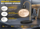 Levitating Moon Lamp with 15W Wireless Charger 3D Printed Realistic Lunar Texture, 3 Color Modes, V1341-ZY-45FE4GRA-BLACK